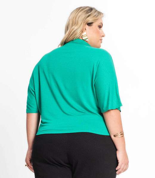 Camisa Manga Curta Feminina Plus Size Secret Glam Verde