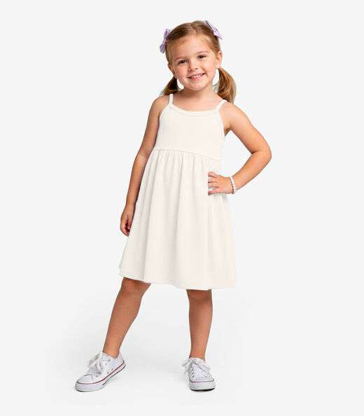 Vestido Menina Infantil de Alças Select Bege