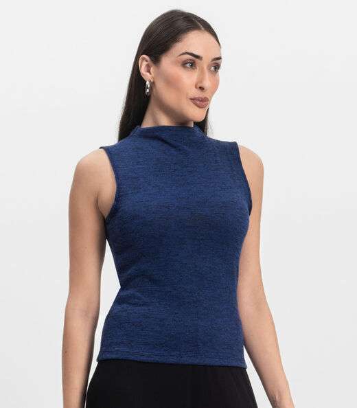 Regata Feminina com Gola Infinita Cor Azul