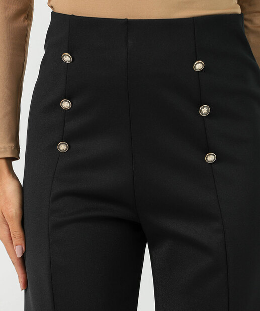 Calça Feminina Reta Botões Marisa Preto