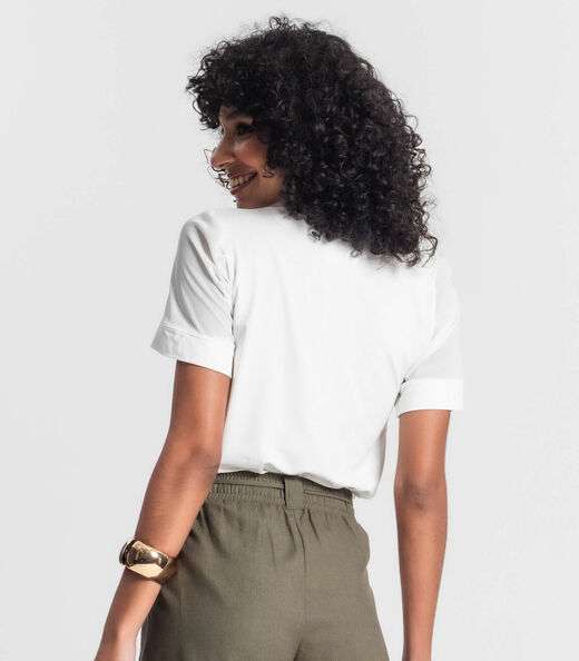 Blusa Feminina Manga Curta Rovitex Bege