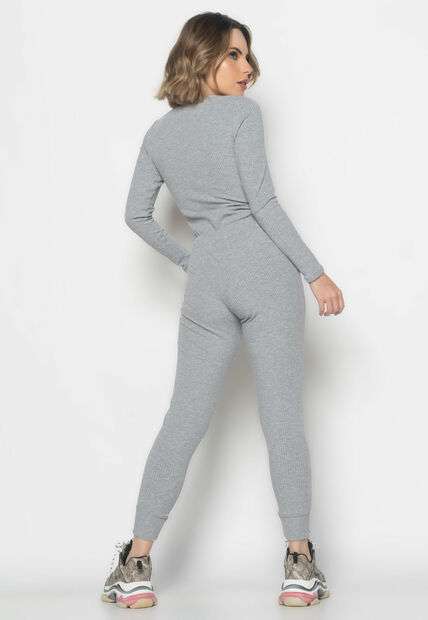 Conjunto  Comfy Com Blusa Manga Longa e Jogger Canelada Mescla Salvatore Fashion