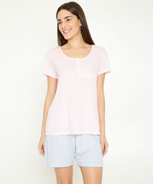 Pijama Feminino Gestante Estampado Manga Curta Marisa