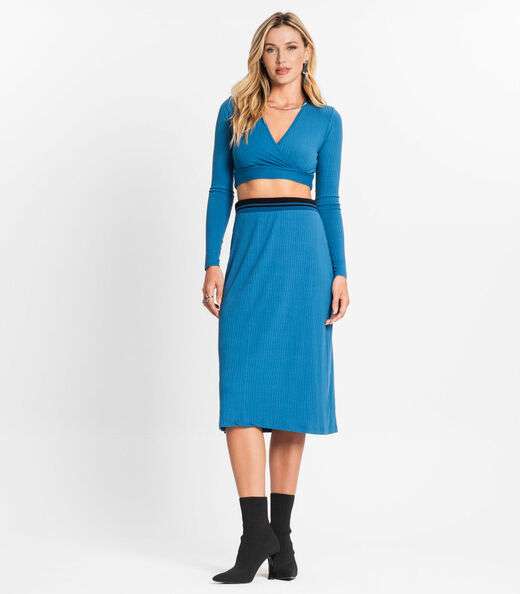 Conjunto Feminino Blusa Com Saia Endless Azul