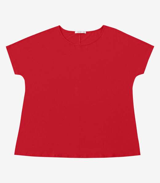 Blusa Manga Curta Feminina Plus Size Secret Glam Vermelho