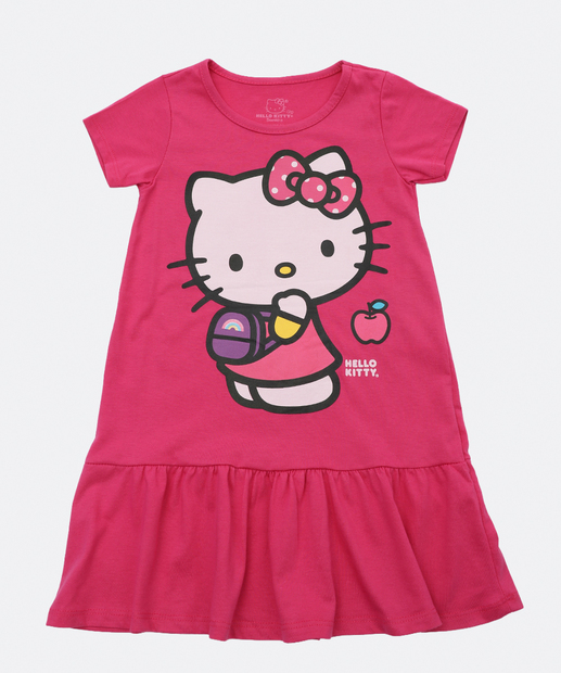 Image_Vestido Infantil Babado Hello Kitty Sanrio Tam 4 a 12 Rosa