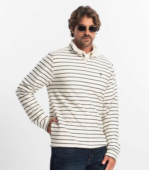 Blusão Masculino Moletinho Listrado Diametro Bege