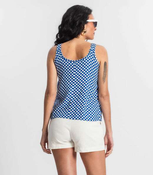 Regata Feminina Quadriculada Infinita Cor Azul