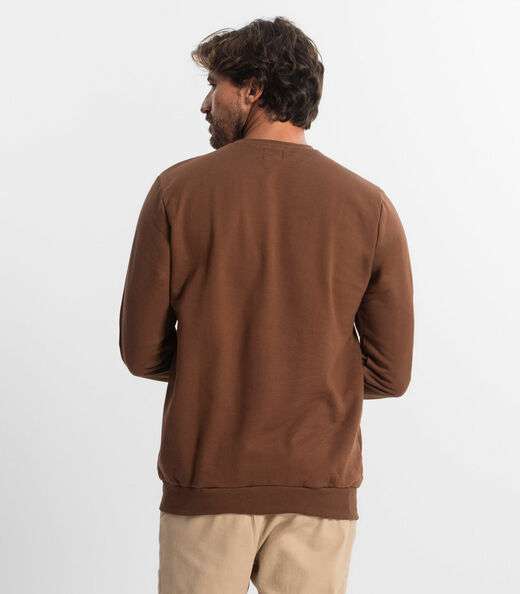 Blusão Masculino Plus Size Moletom Básico Diametro Marrom