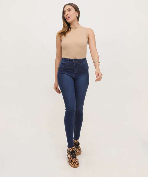 Calça Jeans Skinny Feminina Strass Biotipo