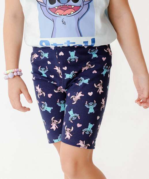 Bermuda Infantil Ciclista Stitch Disney Tam 4 a 10