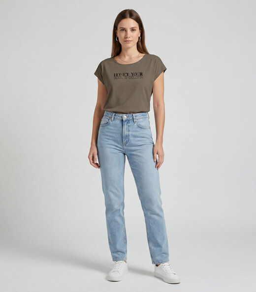 Blusa Feminina Manga Curta Estampada Infinita Cor Verde