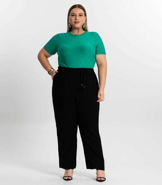 Blusa Plus Size Feminina Manga Curta Secret Glam Verde
