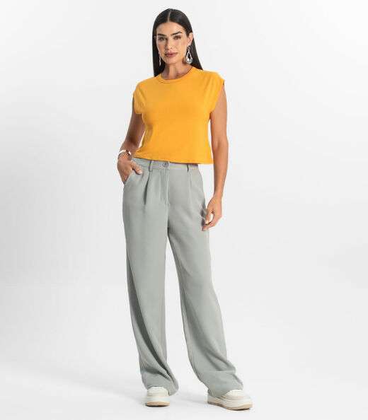 Blusa Básica Feminina Viscotorcion Rovitex Amarelo