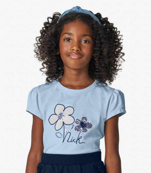 Conjunto Menina Blusa com Shorts Trick Nick Azul