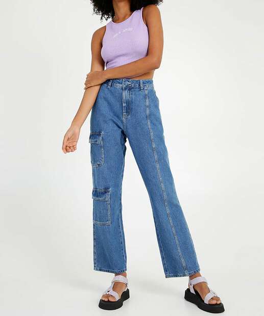 Blusa Cropped Regata Feminina Com Bordado 