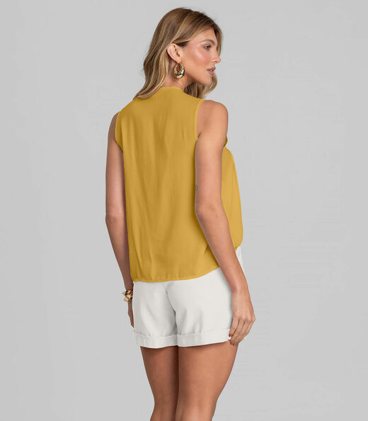 Regata Feminina com Pregas Dianna Amarelo