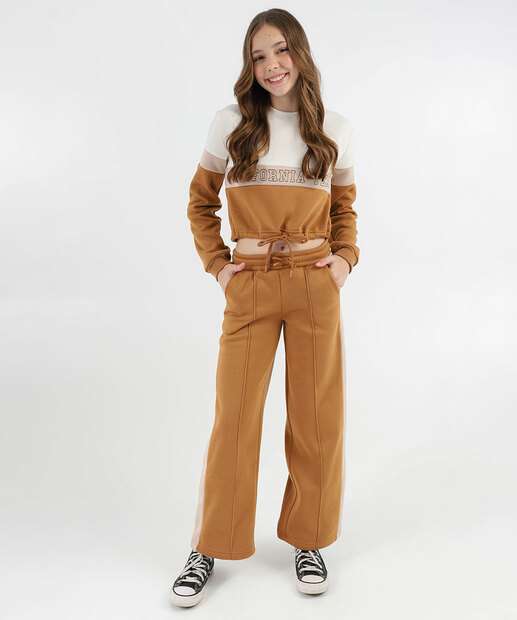 Image_Calça Juvenil Wide Leg Moletom Marisa Tam 10 a 16 Marrom