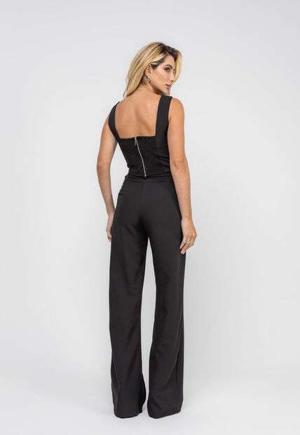 Cropped Alfaiataria Com Decote Reto Preto Salvatore