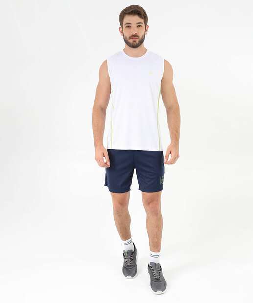 Regata Masculina Fitness Detalhe Viés MR Branco