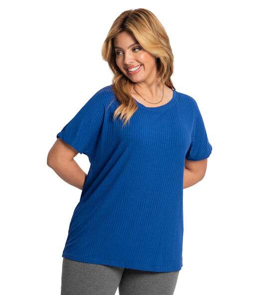 Blusa Feminina Plus Size Ribana Secret Glam Azul