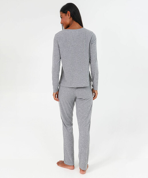 Pijama Feminino Longo Mescla Básico Marisa