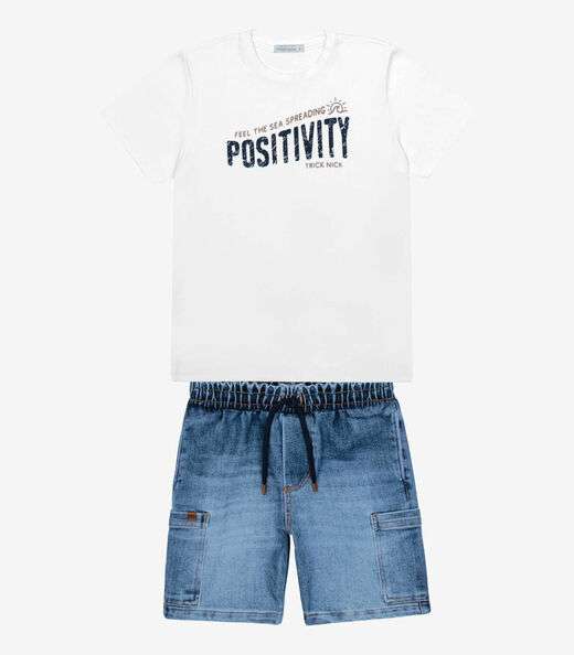 Conjunto Camiseta Com Bermuda Trick Nick Branco
