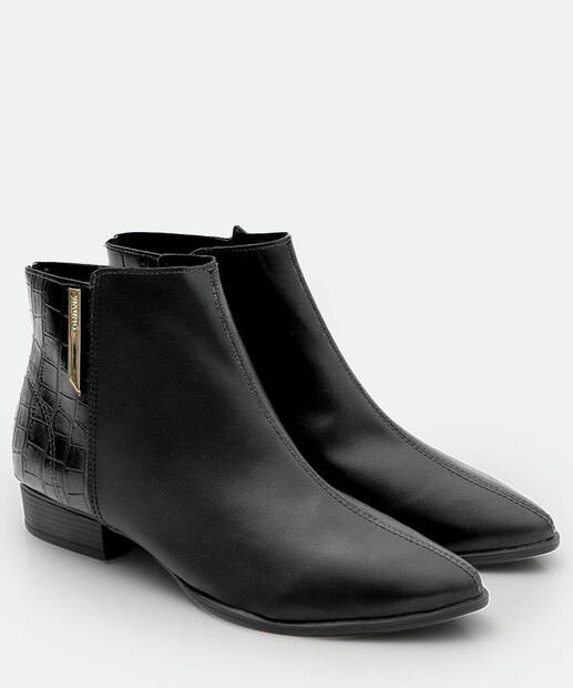 Bota Feminina Cano Curto Bico Fino Via Uno Preto