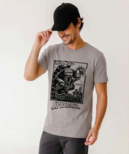 Image_Camiseta Masculina Homem Aranha Marvel Off white