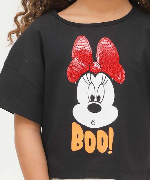 Blusa Infantil Manga Curta Minnie Disney Tam 4 a 10