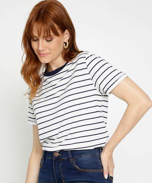 Blusa Feminina Listrada Manga Curta Marisa  