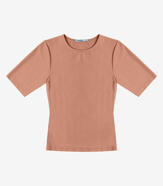 Blusa Feminina Manga Curta em Poly Endless Marrom