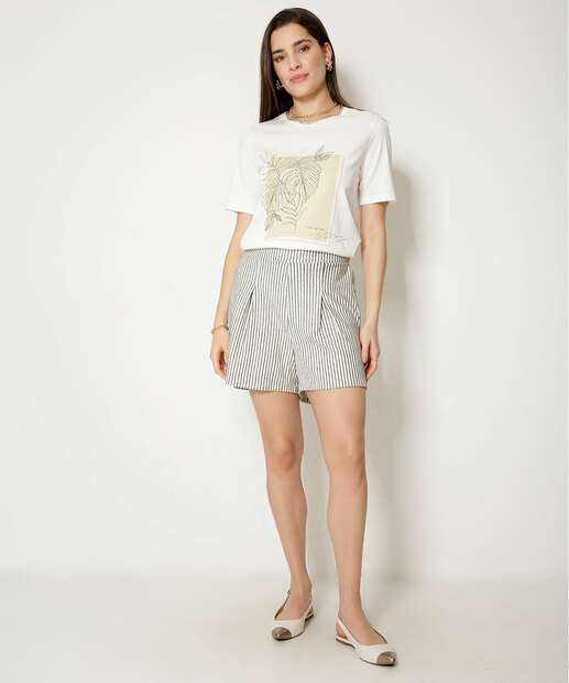 Blusa Feminina Estampa Folha Manga Curta Marisa