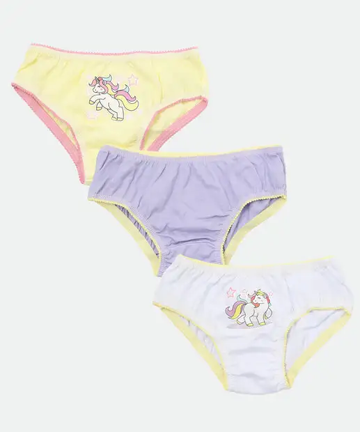 Image_Kit 3 Calcinhas Infantil Unicórnio Marisa Tam 2 a 12 Lilás