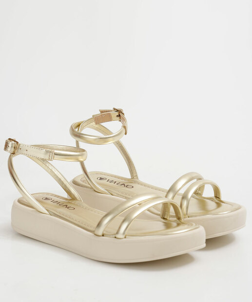 Sandália Flatform Feminina Metalizada Via Uno