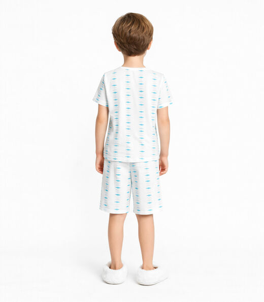 Pijama Infantil Masculino Blusa E Bermuda RoviKids Bege