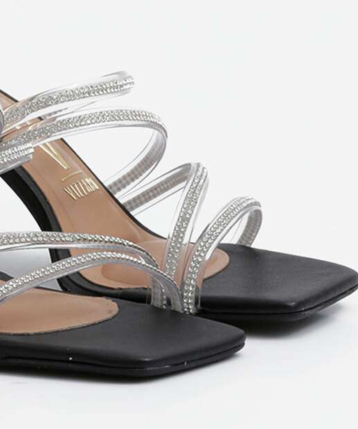 Tamanco Feminino Salto Grosso Strass Vizzano 