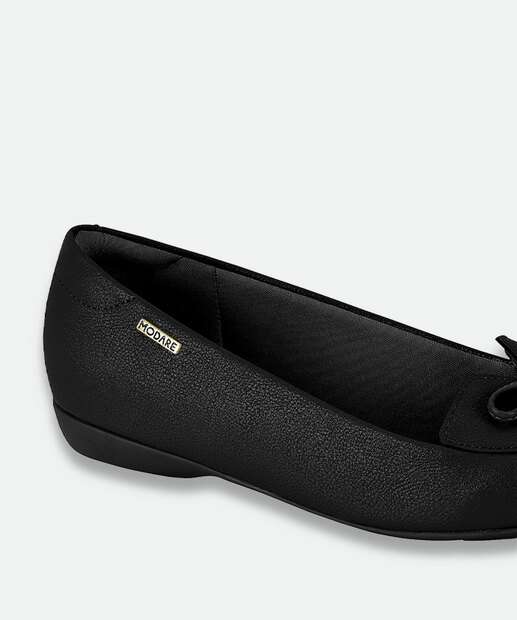 Sapatilha Feminina Bico Redondo Laço Modare Preto