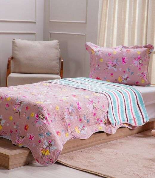 Jogo Cobre Leito Dupla Face Solteiro Bene Casa Rosa