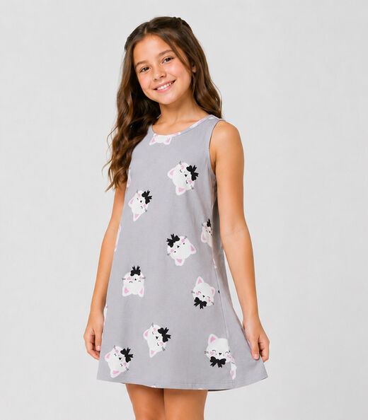 Image_Vestido Infantil Feminino Estampado Select Cinza
