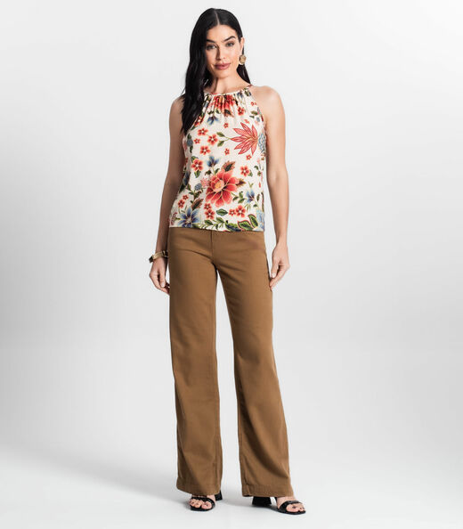 Blusa Feminina de Alça Infinita Cor Bege