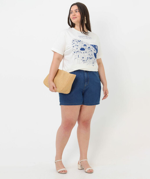 Blusa Plus Size Feminina Estampada Marisa Off White