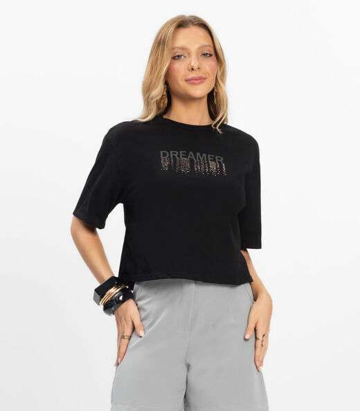 Image_T- Shirt Feminina Meia Malha Rovitex Preto