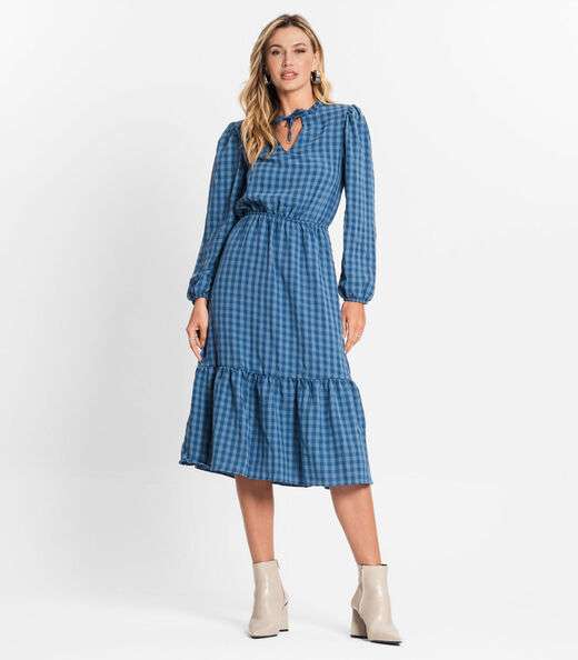 Image_Vestido Midi Feminino Manga Longa Endless Azul