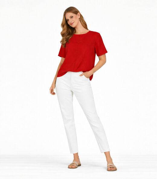Blusa Feminina Com Recortes Frontais Infinita Cor Laranja