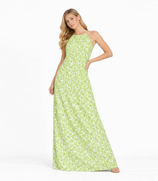 Image_Vestido Longo Estampado Sem Manga Infinita Cor Verde