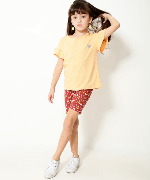 Bermuda Infantil Ciclista Floral Marisa Tam 4 a 10