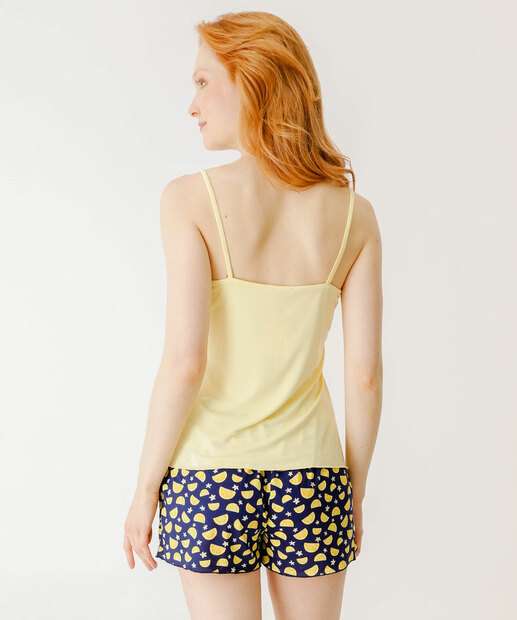 Pijama Feminino Limão Alças Finas Marisa Amarelo