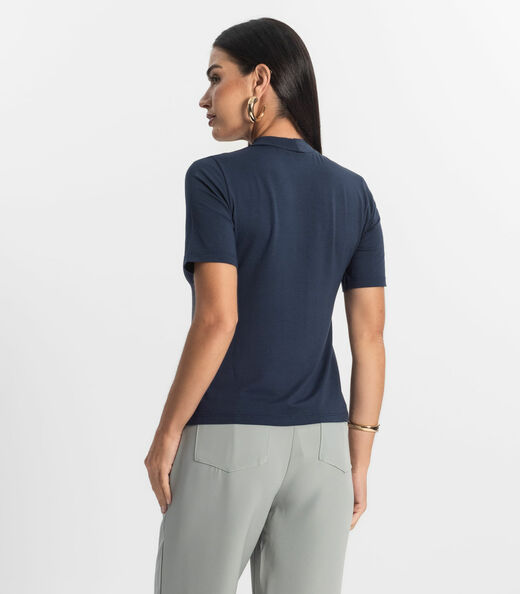Blusa Feminina Básica em Malha Visco Rovitex Azul