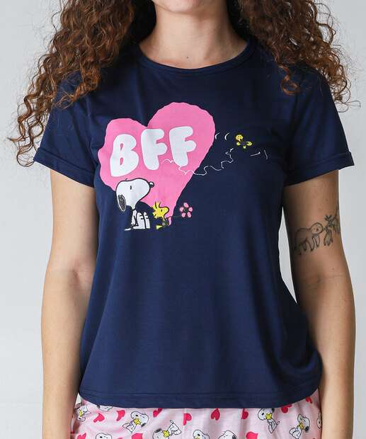 Pijama Feminino Estampa Snoopy Azul